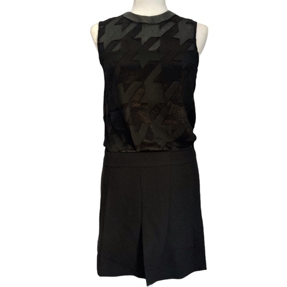 Space Style Concept Blouson Pleated Mini Dress with Leather Collar - Picture 10 of 10